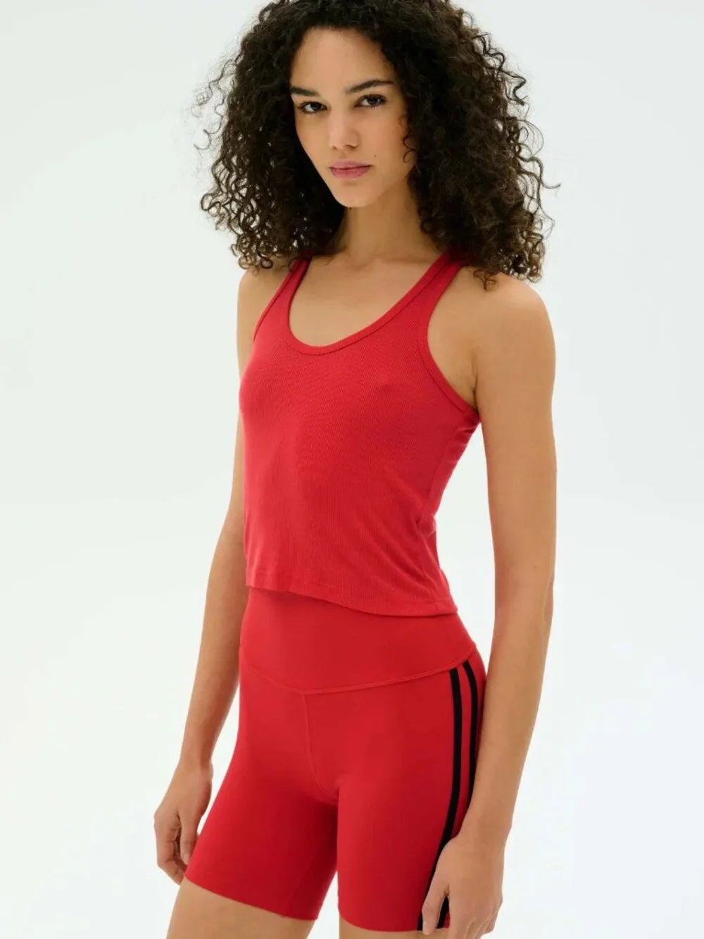 Splits 59 Ashby Rib Crop Top XS in Red